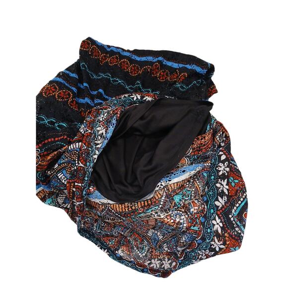 Y2K Eyelet Lace Maxi Dress Curvy Plus Size 16 Black Tropical Tribal Aztec Boho - Picture 11 of 17